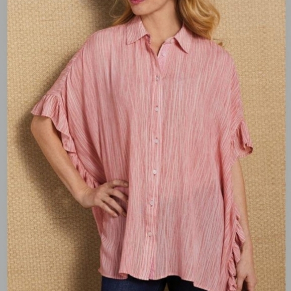 Soft Surroundings Lilou Ruffle Shirt Size Small - Picture 1 of 7